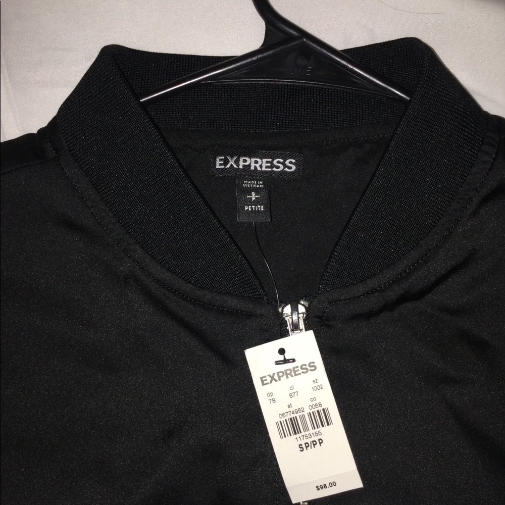 Express Petite Ruffle Bomber Jacket - Picture 3 of 5